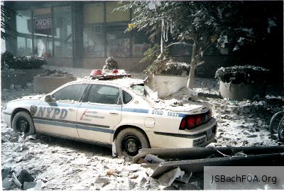Police Car outside WTC on September 11, 2001 - Never Forget